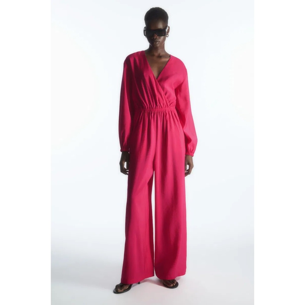 NEW COS Open-Back Wide-Leg Jumpsuitā Fuchsia Pink 4